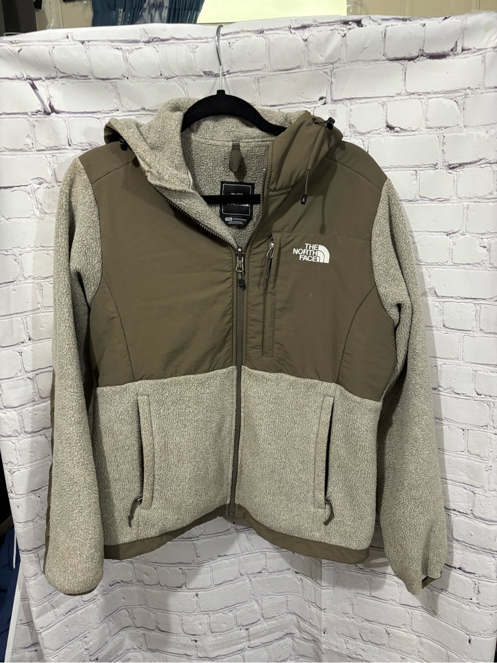 The North Face womens Olive Green Fleece Hooded Jacket